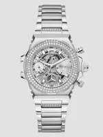 Silver-Tone Crystal Cut-Through Multifunction Watch