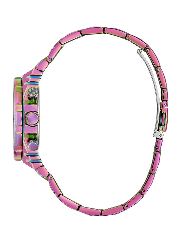 Iridescent Crystal Cut-Through Multifunction Watch