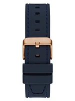 Rose Gold-Tone and Navy Silicone Multifunction Watch
