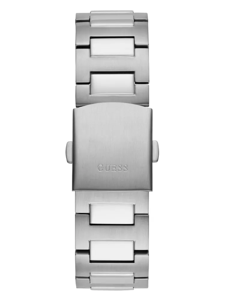 Silver-Tone and Blue Multifunction Watch