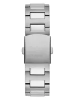 Silver-Tone and Blue Multifunction Watch