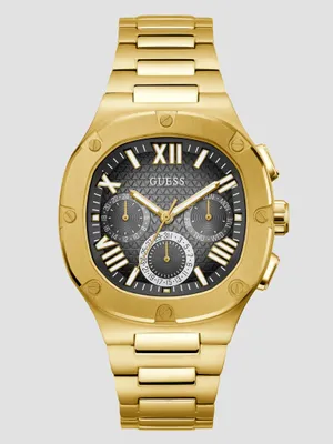 Gold-Tone and Black Multifunction Watch