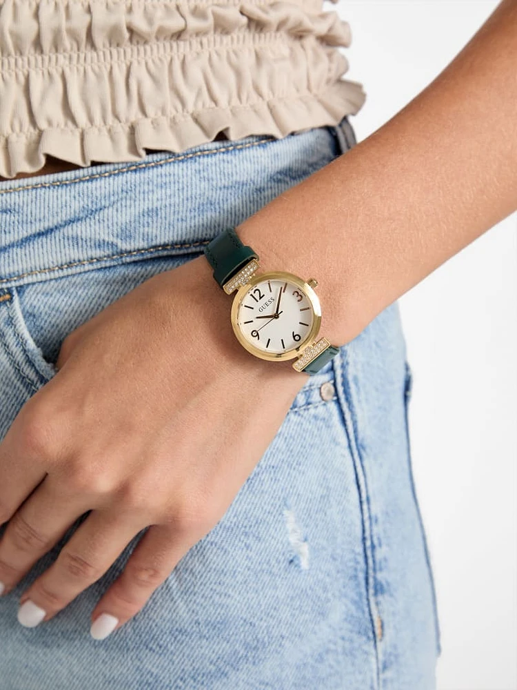 Gold-Tone and Leather Analog Watch