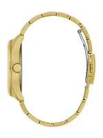 Gold-Tone and Textured Blue Multifunction Watch