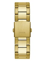 Gold-Tone and Textured Blue Multifunction Watch