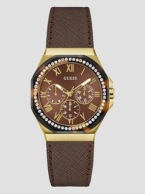 Brown Leather Chronograph Watch