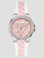 White and Pink Analog Leather Watch