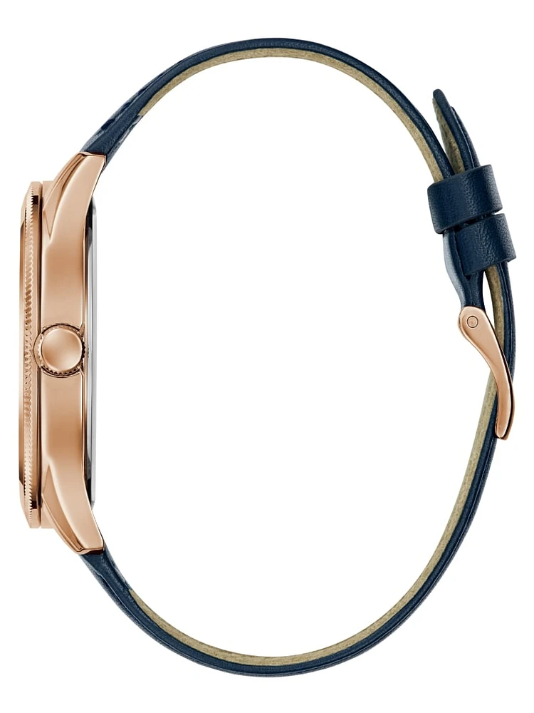 Two-Tone Leather Analog Watch