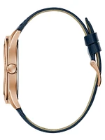 Two-Tone Leather Analog Watch