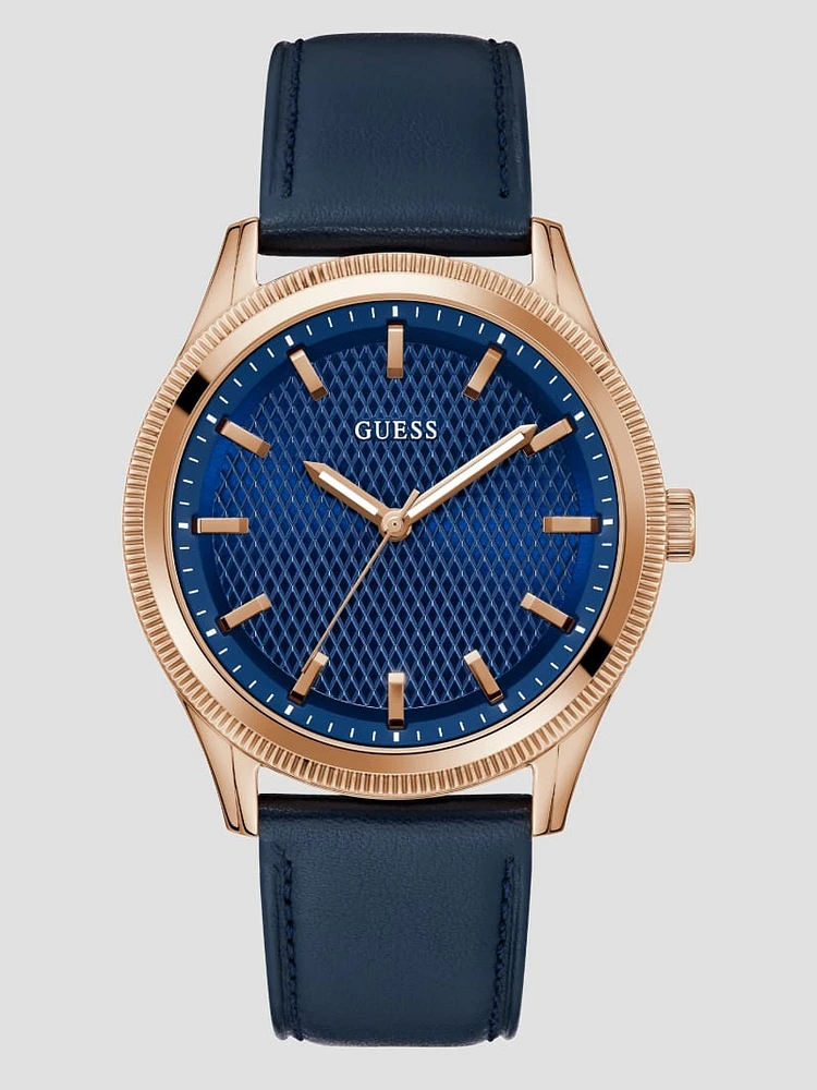 Two-Tone Leather Analog Watch