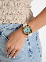 Gold-Tone and White Analog Watch