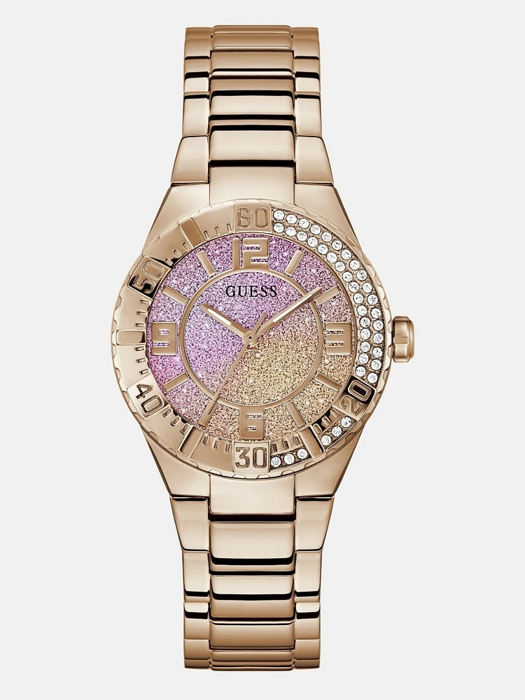 Rose Gold-Tone and Pink Analog Watch