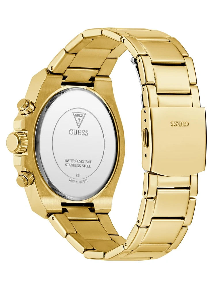 Gold-Tone Rhinestone Multifunction Watch