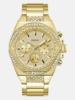 Gold-Tone Rhinestone Multifunction Watch