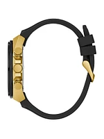 Gold-Tone and Black Silicone Chronograph Watch