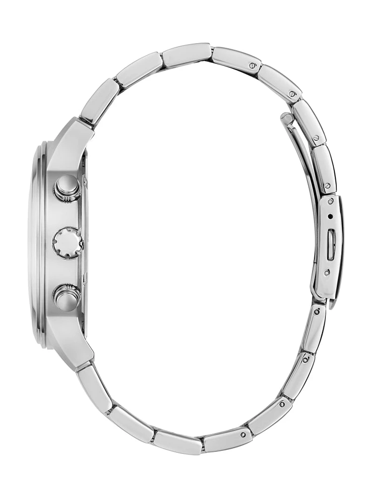 Silver-Tone and Blue Multifunction Watch