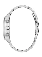 Silver-Tone and Blue Multifunction Watch