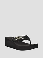 Edany Denim G Buckle Wedge Sandals