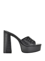 Jadah Crocodile-Embossed Platform Heels