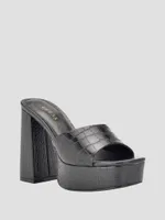 Jadah Crocodile-Embossed Platform Heels