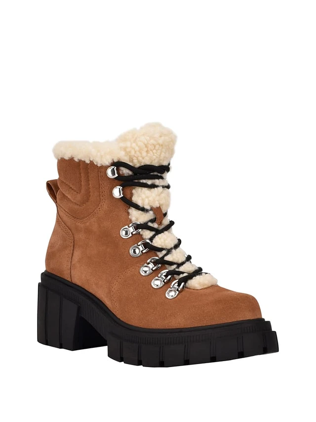 guess women's haler lace up combat booties