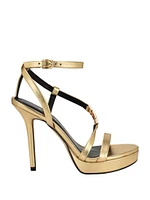 Rhinestone Chain Logo Platform Heels