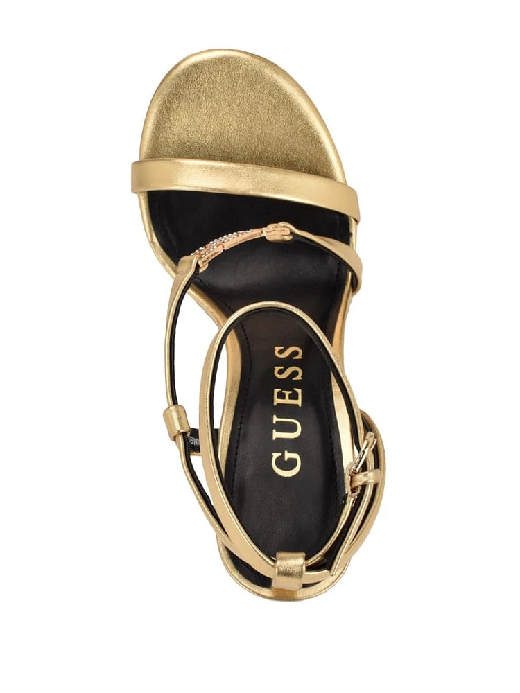 Rhinestone Chain Logo Platform Heels