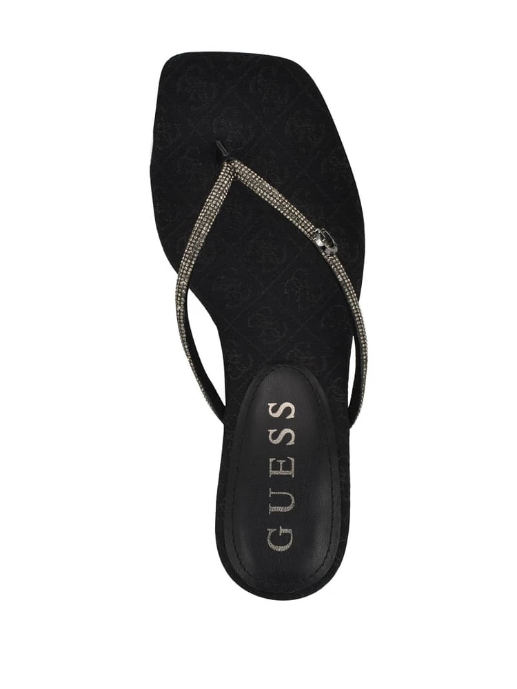 Mayan Rhinestone Thong Strap Heels