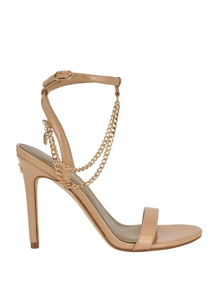 Gold-Tone Chain Strap Heels