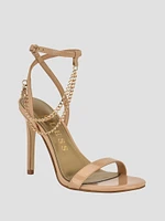 Gold-Tone Chain Strap Heels