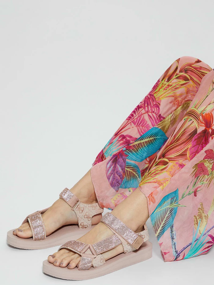 Nylaha Rhinestone Flatform Sandals