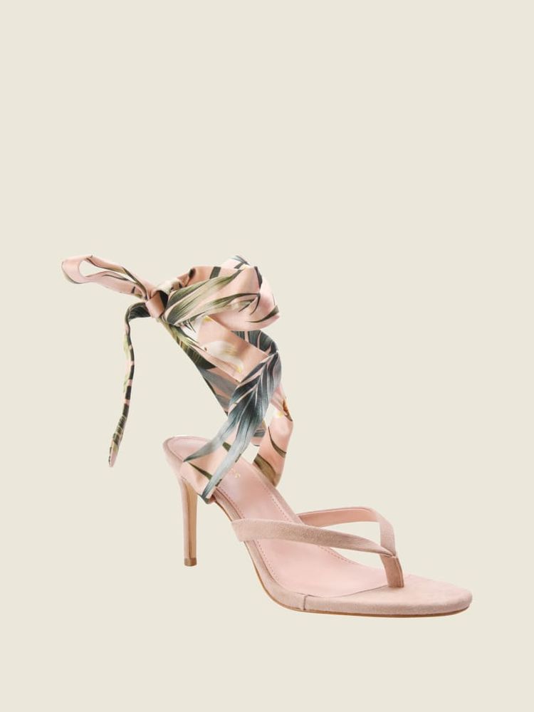 GUESS Presta Lace-Up Scarf Heeled Sandals
