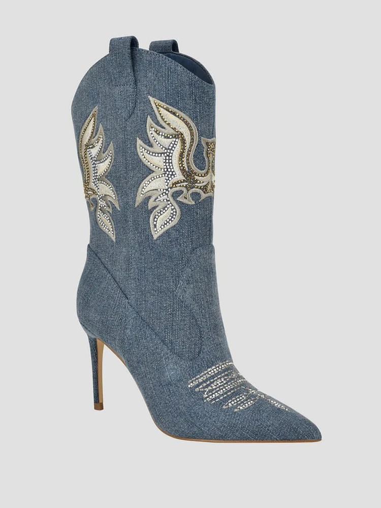 Rasima Blue Denim Booties