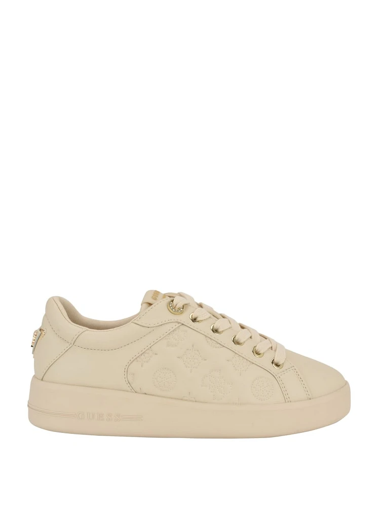Ronii Debossed Peony Low-Top Sneakers