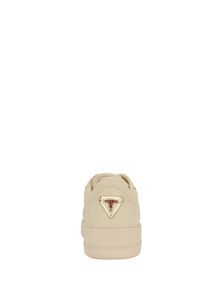 Ronii Debossed Peony Low-Top Sneakers