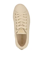 Ronii Debossed Peony Low-Top Sneakers
