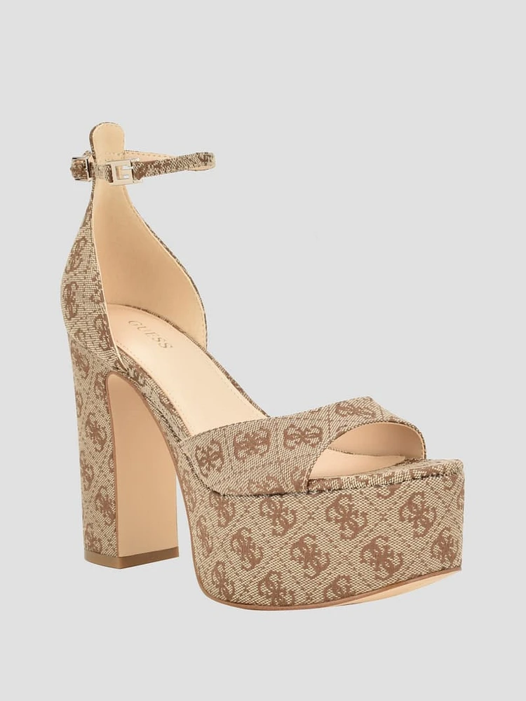 Ankle Strap Logo Platform Heels