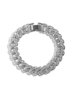 Silver-Tone Crystal Curb Chain Bracelet