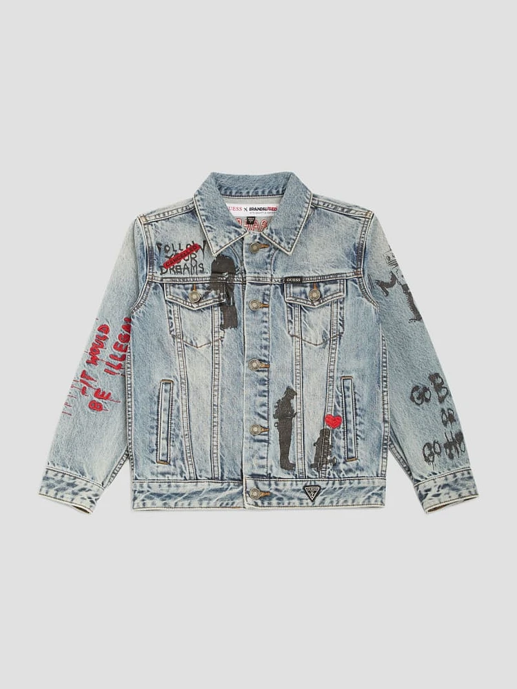 Graffiti Graphic Oversized Denim Jacket (Kids 7-16)