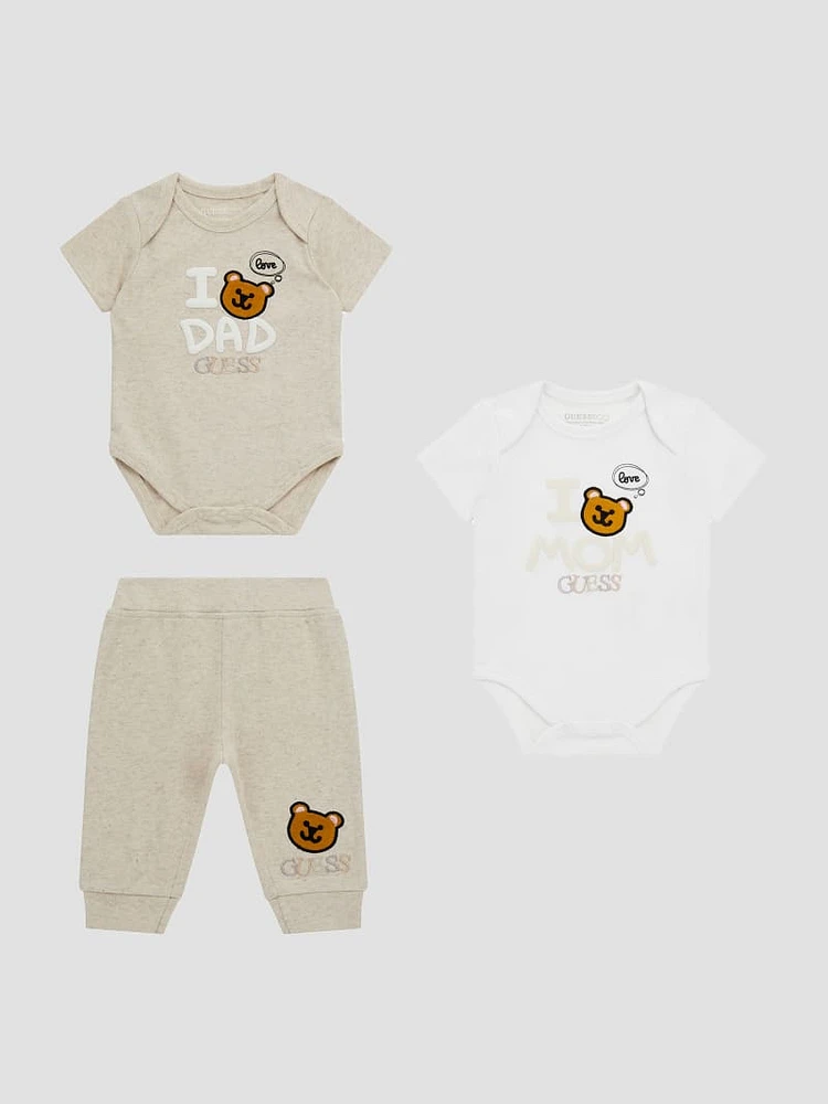 Eco Embroidered Bear Bodysuit Set (0-12M)