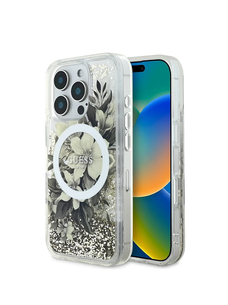 Liquid Glitter Flower iPhone 16 Pro Case