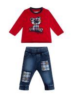 Plaid Teddy Bear Tee and Denim Pants Set (0-24M)