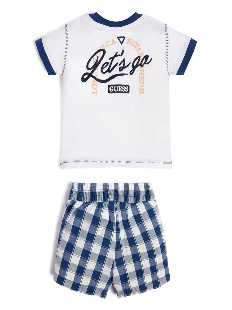 Baseball Tee and Plaid Poplin Shorts Set (0-24M)