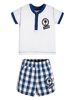 Baseball Tee and Plaid Poplin Shorts Set (0-24M)