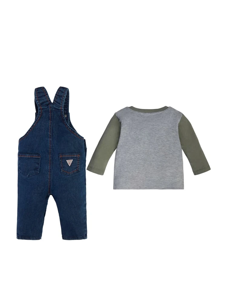 Raglan Tee and Denim Shortalls Set (0-24M)