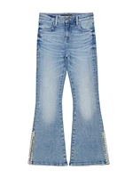 Rhinestone Split Hem Flared Jeans (7-16)