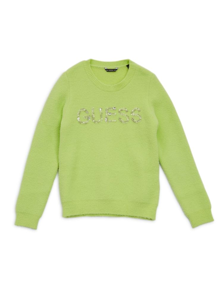 Fuzzy Embellished Logo Sweater (7-16)