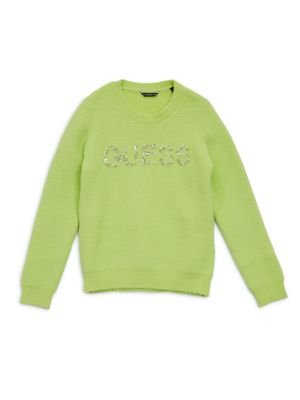 Fuzzy Embellished Logo Sweater (7-16)