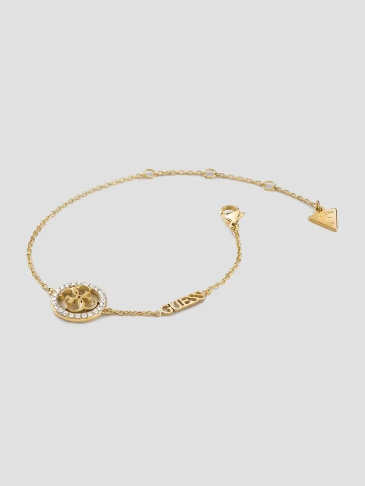 Gold-Tone CZ Quattro G Coin Bracelet