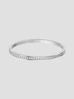 Silver-Tone and CZ Bangle Bracelet